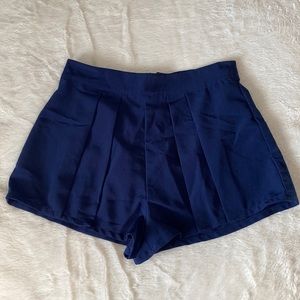 Blue Pleated Shorts